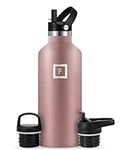 IRON °FLASK Sports Water Bottle - 32 Oz - 3 Lids (Narrow Straw Lid) Leak Proof Vacuum Insulated Stainless Steel - Hot & Cold Double Walled Insulated Thermos, Durable Metal Canteen