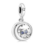 Annmors Always by Your Side Owl Dangle Cubic Zirconia Charms, 925 Sterling Silver-Lucky Charm for Woman Pendant Bead,Girl Jewelry Beads Gifts for Women Bracelet&Necklace