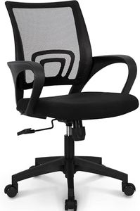 NEO CHAIR Office Chair Computer Desk Chair Gaming Ergonomic Mid Back Cushion Lumbar Support with Comfy Mesh Adjustable Swivel Rolling Home (Black)