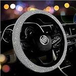 Car Steering Wheel Covers with Sparkly Diamond,38 cm Bling Bling Steering Wheel Cover with Rhinestone Car Steering Wheel Protector Car Accessories for Women Ladies Silver