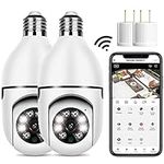 2Pack Light Bulb Security Camera Outdoor,2.4G Wifi Light Socket Security Cameras 1080P,Security Wireless Security Camera Outdoor/Indoor,Color Night Vision,Twoway Dialogue,Motion Tracking,Cloud Storage