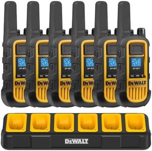 DEWALT DXFRS800 2 Watt Heavy Duty Walkie Talkies - Waterproof, Shock Resistant, Long Range & Rechargeable Two-Way Radio with VOX (6 Pack w/ Gang Charger) (DXFRS800-BCH6)