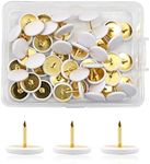 SULIVES 100 Pcs White Drawing Pins - 0.41 * 0.35inch Round Head Thumbtacks, Push Pins for Cork Board, Maps, Wall Decor, and Bulletin Boards (White)