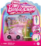 Barbie Mini BarbieLand Doll & Toy Vehicle Sets, 1.5-inch Barbie Doll & Convertible Car with Color-Change Surprise, Plus Street Sign Accessory