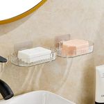 FNCRON Self Adhesive Soap Holder Stand Self Draining Soap Dish Holder Soap Box for Shower for Bathroom, Kitchen, Bathtub, Wash basins Bathroom Accessories Keep Soap Bars Dry and Clean Pack of - (2)