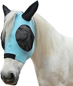 Gallopoff Horse Fly Mask with Ears - Large Eye Space for Full Vision, Breathable Stretch Comfort Fit, UV Protection, Forelock Opening, Easy Pull-On Paleblue Cob