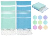 Haleey 2 Pack Turkish Cotton Beach Towel Lightweight Absorbent Quick Dry Bathroom Bath Pool Swim Towels Extra Large Oversized Sand Free Towel Beach Accessories Essentials Cloud Gift for Adults