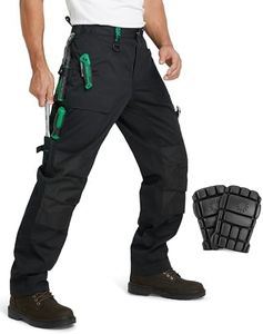 SKPRO Men's Cargo Pants, Work Pants with Knee Pads, Relaxed Fit Knee Pad Pockets Carpenter Pants for Construction (Black, 32W × 32L)