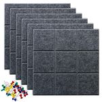 Uoisaiko Large Felt Board Tiles with 30 Pins, 30x30cm Pack of 6 Bulletin Board Notice Boards for Home Office Kitchen, Self Adhesive Pin Board Wall Tiles for Photos Memos