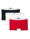 Tommy Hilfiger Men Boxer Short Trunks Underwear Pack of 3, Multicolor (Desert Sky/White/Primary Red), L