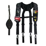 KUNN Tool Belt Suspenders for Men with Magnetic Wristband,Heavy Duty Work Suspender for Construction Electricians Carpenter Framer Tool Belts,Black