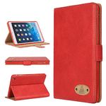 Apple iPad All Models/Genuine Luxury Executive Leather Case Gorilla Tech Brand Smart Protective Designer Cover with Stand in Retail Packing (Red, iPad Air 2)