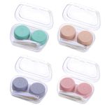 Medo 4 Pack Contact Lens Cases, Contact Lens Container Box Portable Travel Contact Lens Case Left/Right Eyes Contact Lens Holder with Storage Box Tweezers Wearing Stick