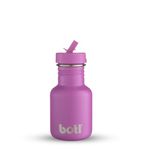 BOTL Tough Canteen Water Bottle with Matching Leakproof Straw Lid, Stainless Steel Water Bottle, Non-Insulated, Eco Bottle, 350ml (Magenta Divine)