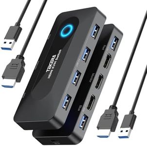 KVM Switch, TEKERA USB Switch with 4K@60Hz HDMI and 4 USB 3.0 Ports for 2 Computers Share Keyboard Mouse Printer and one HD Monitor with 2 USB Cables and 2 HDMI Cables