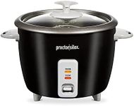 Proctor Silex Rice Cooker & Food Steamer, 16 Cups Cooked (8 Cups Uncooked), Includes Steam and Rinsing Basket, Black (37527)