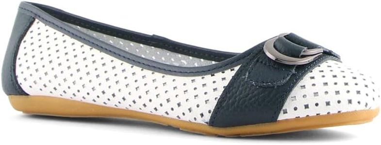 Natural Comfort Women's Ever Ballet, White/Navy, US 9