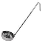 Vogue Stainless Steel Flat Bottom Ladle 112 ml/4 oz, Silver, Long Handle with Storage Hook, Flat Bottom for Spreading Sauce, Pizza Prep Sauce Ladle, GG004