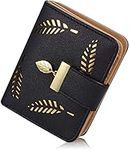 Ladies Purse Wallet, Womens Small Bifold Leather Purses Handbag with Cash/ID/Credit Card Holder Hollow Leaf, Ladies Vegan Coin Purses Wallet Money Bags with Zip Birthday Xmas Gifts for Women Girls