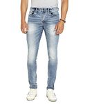 Buffalo David Bitton Men's Skinny MAX Jeans, Whiskered and Contrasted Indigo, 34W x 34L