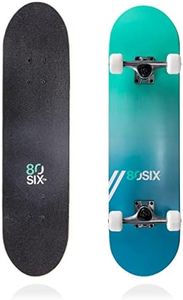 80Six Adult and Youth Skateboard with 54mm Urethane Wheels and Carbon Steel Bearings (Surf Green Teal-Fade, 31" x 8")