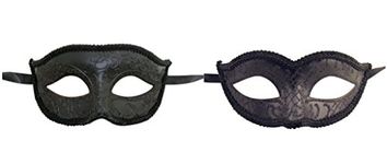 Luxury Mask His and Hers Venetian Masquerade Mask Couple's Set, Black, One Size