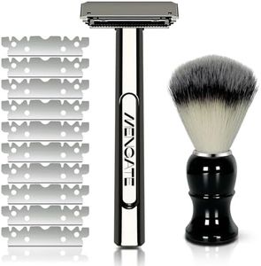 MenGate Adjustable 2-Blade Safety Razor Set with Magnetic Head for Men Women - with 10 Blades, Shave Brush - Precision Shaving, Reusable & Plastic-Free Shaver, for Beard, Head, Leg Shaving