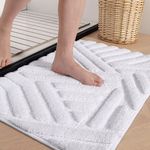 COLOR G Non Slip Bath Mat for Shower, Absorbent Laundry Room Mat 16"x24" White Washable Rug Plush Bathroom Rug Carpet, Small Soft Bath Rugs for Bathroom