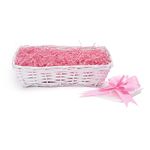 White Wicker Basket For Hampers Make You Own Gift Hamper Kit Birthday Christening Newborn Wedding Christmas Gifts Hampers (Pink)