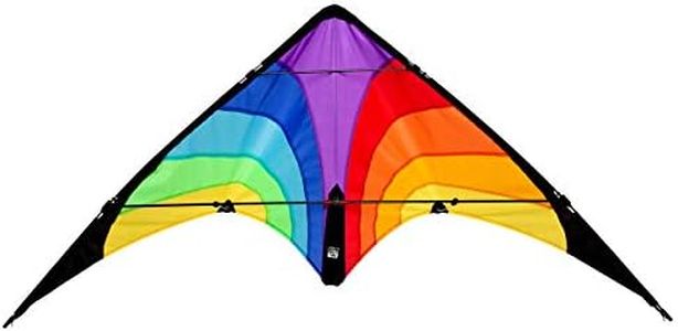Wolkenstürmer® Children's stunt kite fancy (colourful), ready to fly including 2 x 25 m flight lines, flying kite with fibreglass poles, beginner steering kite
