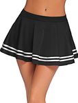 FEEL THE RISE Women's Babydoll Flirty Layered Ruffle Pleated Sexy Naughty Lingerie Mini Skirts for Special Romentic Moments (X-Large, Black Stripes)