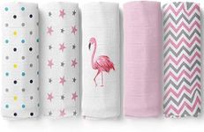 Haus and Kinder 100% Cotton Muslin Swaddle for New Born Baby | Baby Swaddle Wrap Blankets for Boys and Girls | Size 100cm x 100cm, 0 to 12 Months | Pack of 5 (Pink)