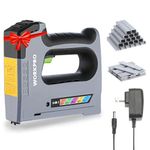 WORKPRO 5-in-1 Staple Gun, Cordless Electric Nail Gun for Upholstery, Wood, DIY, and Carpentry, Heavy-Duty Design with 2000mAh Battery
