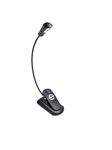 K&M Stands 12263 Music Stand Light - Clip On Light with Adjustable Gooseneck and Rechargeable Battery - Black