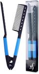 Herstyler Hair Straightening Comb - Straightener Comb for Flat Iron - Makes Styling Easy - Get Straight Hair in Minutes (Blue)