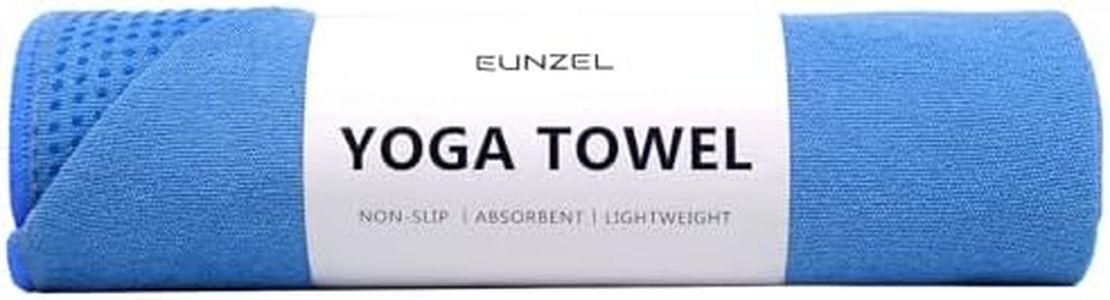 Eunzel Yoga Towel,Hot Yoga Mat Towel - Sweat Absorbent Non-Slip for Hot Yoga, Pilates and Workout 24" x72(Grip Dots,Blue)