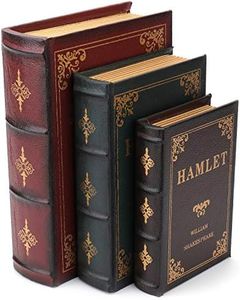 Tosnail 3 Pack Decorative Book Boxes Wooden Antique Decorations Vintage Storage Box, Brown, Green, Red