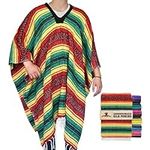 Artisans Bazaar Traditional Mexican Baja Poncho Men and Women Authentic Gaban Serape Sarape Blanket Pancho Jorongo Cowboy, Rasta, One Size