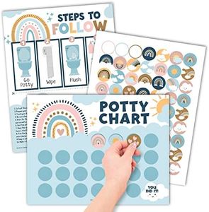 Boho Potty Training Chart for Toddler Girls - Potty Training Sticker Chart for Girls Potty, Potty Chart for Girls with Stickers, Sticker Chart for Kids Potty Training Reward Chart, Kids Reward Chart