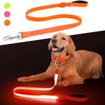 ChalkLit Led Dog Leash, 4 Ft Light Up Dog Leash Rechargeable Waterproof, Nylon Leashes with Padded Handle for Night Walking, Safety Glow in The Dark Dog Leash for Large Medium Small Pets (Orange)