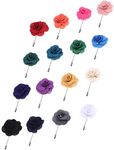 Fanrel 16 Pieces Flower Men's Lapel Pins Handmade Satin Boutonniere Pin for Suit Wedding Groom with a Box(Multicolor 4)