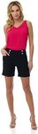 Rekucci Women's Ease into Comfort 15cm Cuffed Short with Button Detail (14,Black)