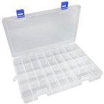 Qualsen Plastic Compartment Box with Adjustable Dividers Craft Tackle Box Organizer Storage Containers Box 34 Grid 2pcs (Clear)