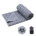 Yoga Towel,Hot Yoga Mat Towel - Sweat Absorbent Non-Slip for Hot Yoga, Pilates and Workout 24" x72, Gray