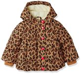 Amazon Essentials Baby Girls' Heavyweight Hooded Puffer Jacket, Camel Cheetah Print, 18 Months