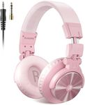 PUPGSIS Wired Hi-Res Studio Monitor Headphones - 50mm Drivers Over-Ear with 1/4 to 3.5mm Jack, for AMP Recording, Mixing, DJ, Gaming & Music Production(Pink)