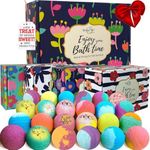 Bath Bombs for Women Gift Set - 24 Natural and Organic Bath Bombs with Essential Oils & Moisturizing Shea Butter, Spa Birthday Gift, Selfcare Valentine's Day Gift for Her, Women, Teen Girls, Kids,