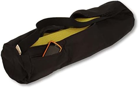 Black Cotton Mat Bag - 8" Round x 32" Long - Easy Open Zipper - Extra Large - (fits Manduka + Jade) - Made in USA