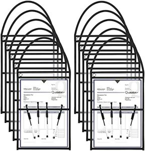 Epakh 30 Pack Work Order Plastic Sleeves Repair Order Sleeves 9 x 12 Inch Work Order Holder Pockets Job Ticket Holders Dry Erase Shop Ticket Holders with Hanging Strap, Both Sides Clear (Black)