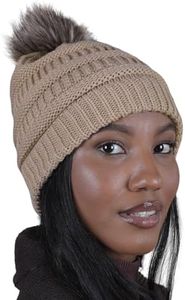 Brook + Bay - Beanie Hats for Women, Pom Pom Hat Soft Chunky Knit Beanie for Cold Weather, Stocking Cap for Women Winter Hats